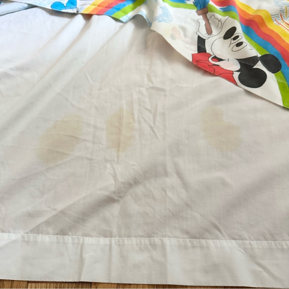 Vintage 80s Disney Mickey Mouse & Friends Painting Rainbow TWIN DUVET COVER Rare - Picture 5 of 5